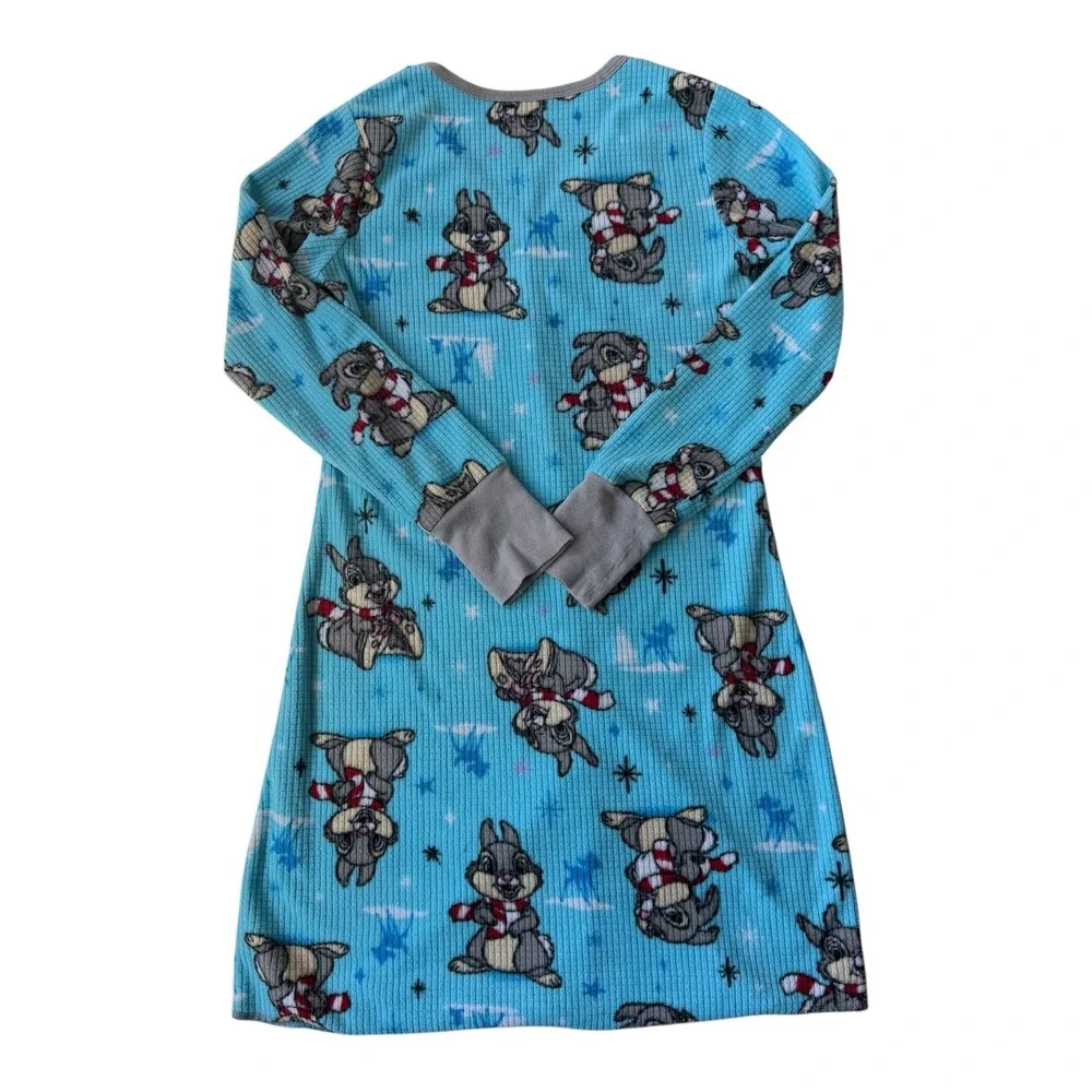 RARE Disney Thumper Y2K Women's Waffle Fleece Nightgown Bunny Sleep Dress Winter - Picture 4 of 7